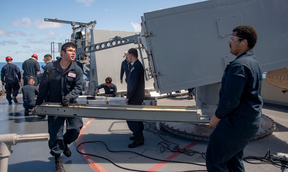 USS America (LHA 6) Conducts Ordnance Handling