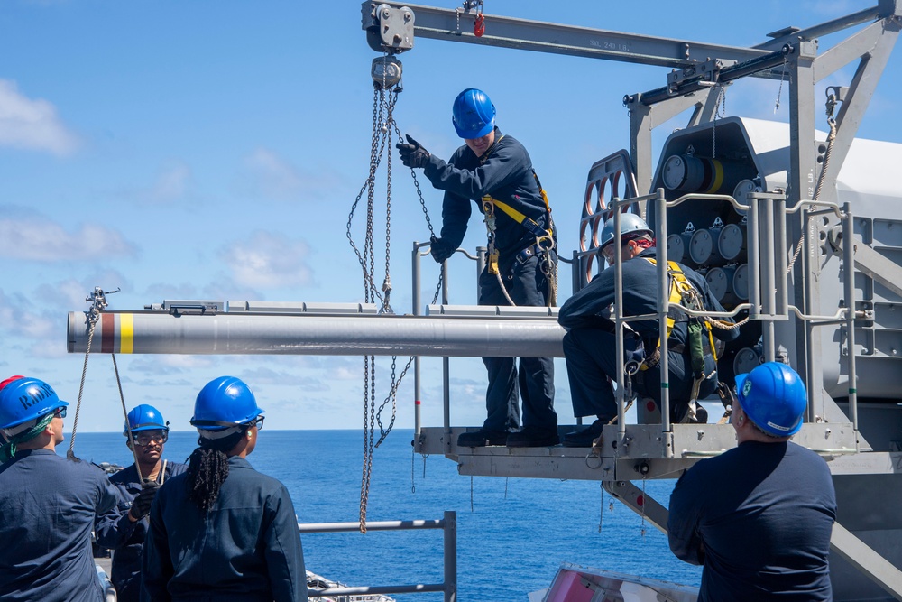 USS America (LHA 6) Conducts Ordnance Handling