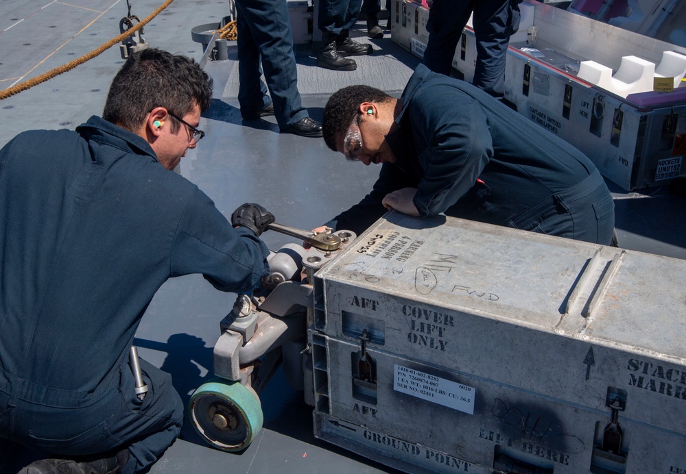 USS America (LHA 6) Conducts Ordnance Handling