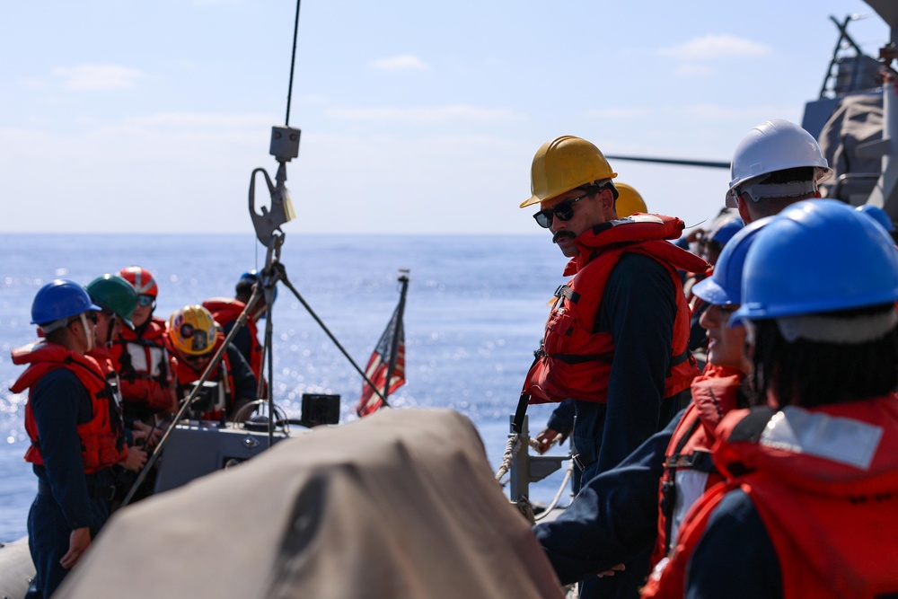 The USS Bulkeley conducts Small Boat Operations