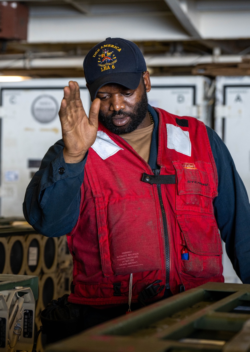 USS America (LHA 6) Conducts Ordnance Handling