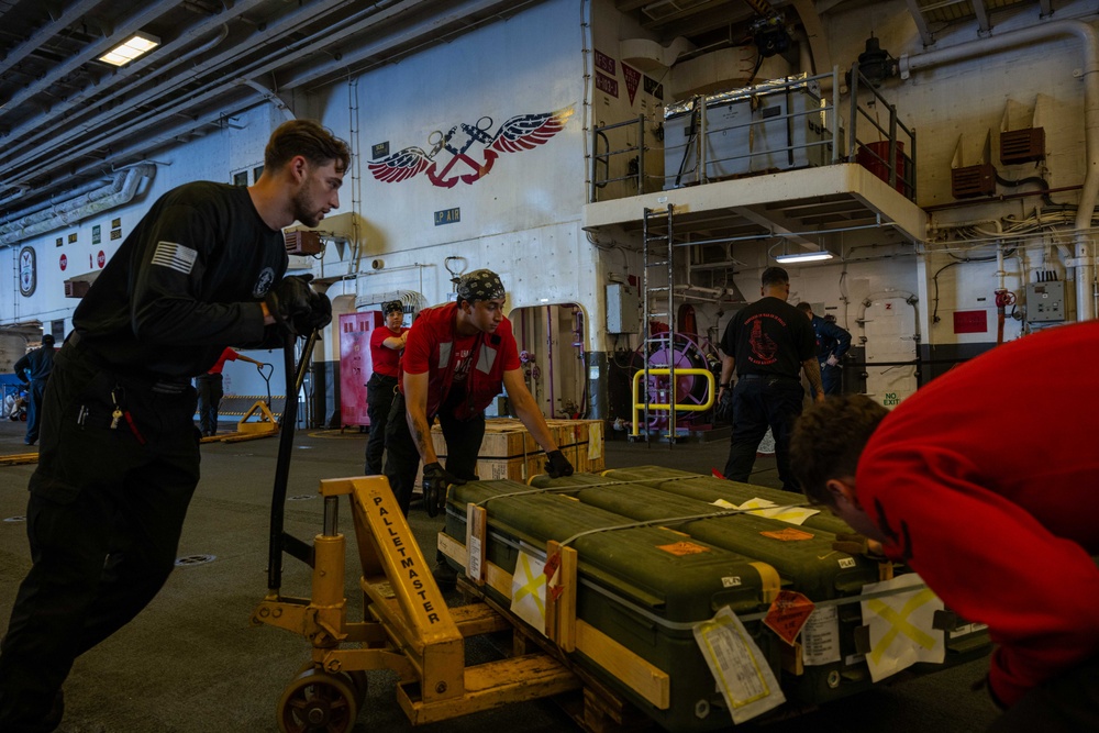 USS America (LHA 6) Conducts Ordnance Handling