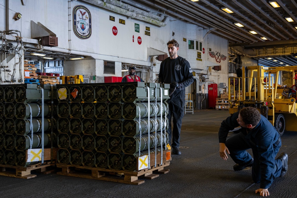 USS America (LHA 6) Conducts Ordnance Handling