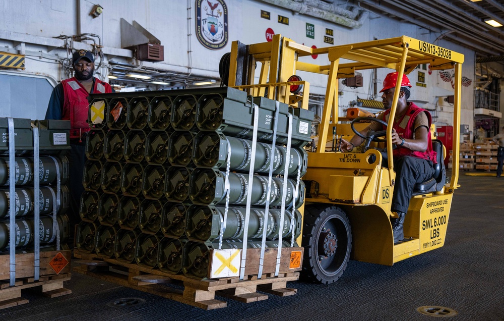 USS America (LHA 6) Conducts Ordnance Handling