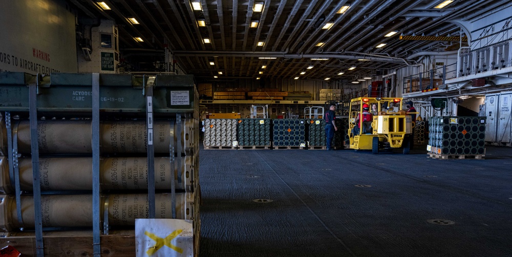 USS America (LHA 6) Conducts Ordnance Handling