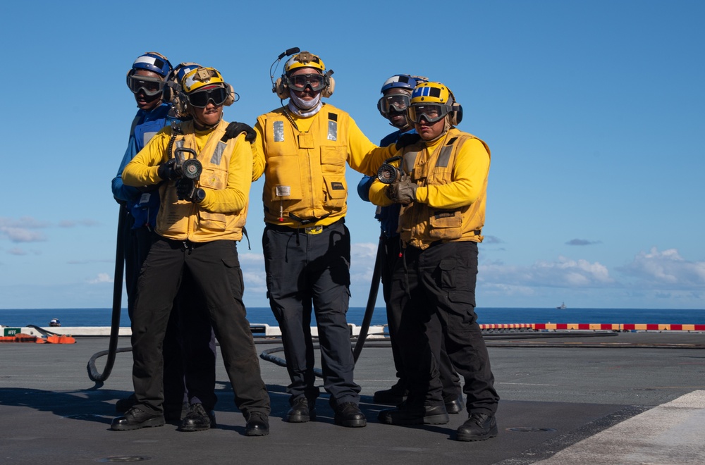 USS America (LHA 6) Conducts Aircraft Firefighting Training