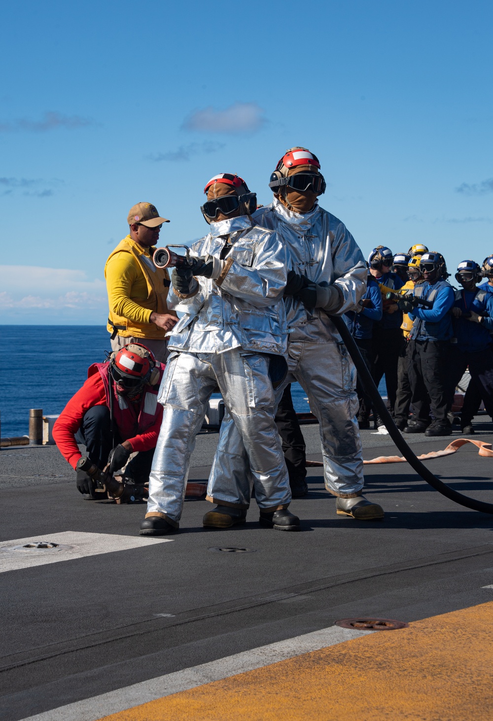 USS America (LHA 6) Conducts Aircraft Firefighting Training