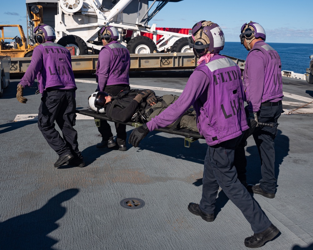 USS America (LHA 6) Conducts Aircraft Firefighting Training