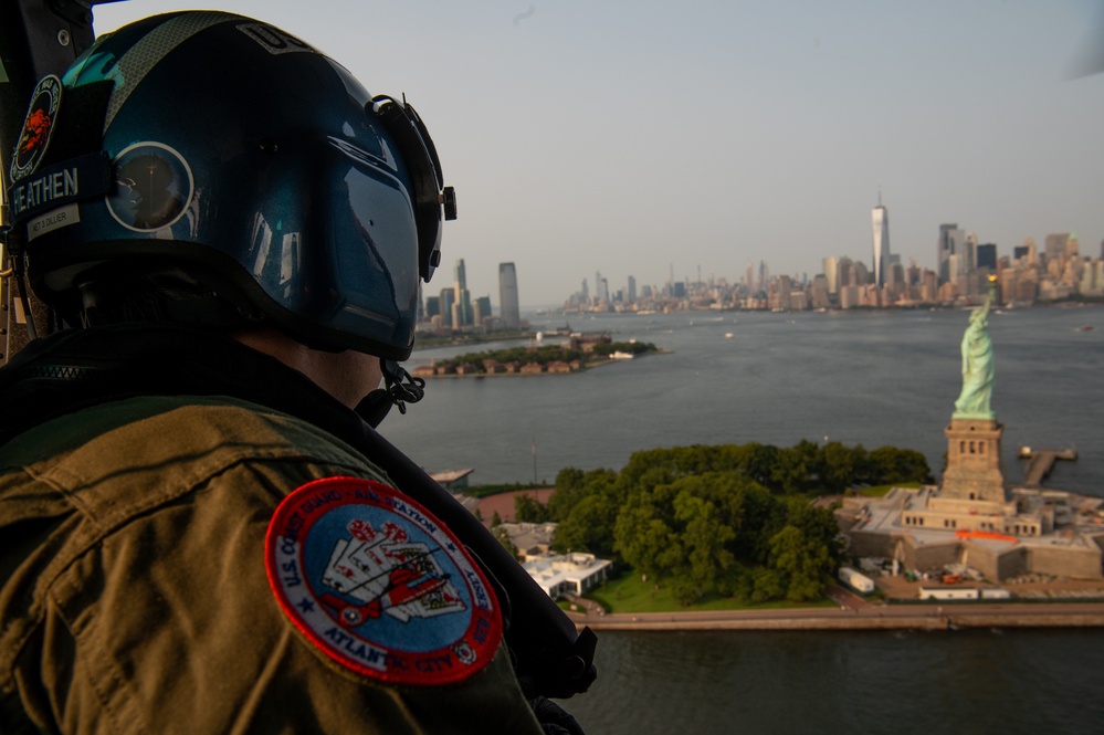 Coast Guard Air Station Atlantic City conducts port, waterways, and coast security patrol flight over New York City