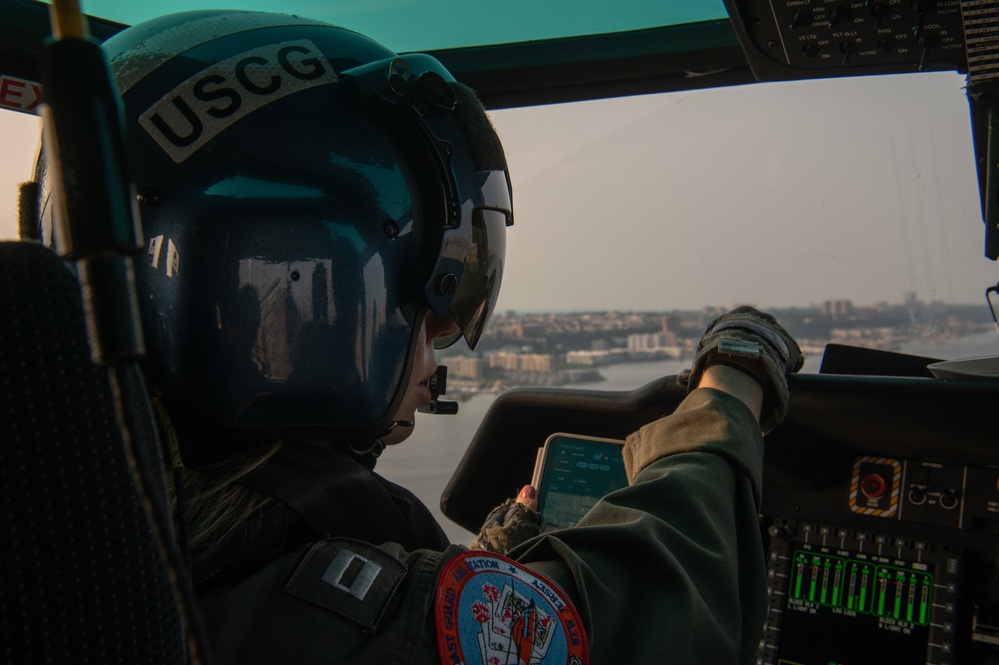 Coast Guard Air Station Atlantic City conducts port, waterways, and coast security patrol flight over New York City