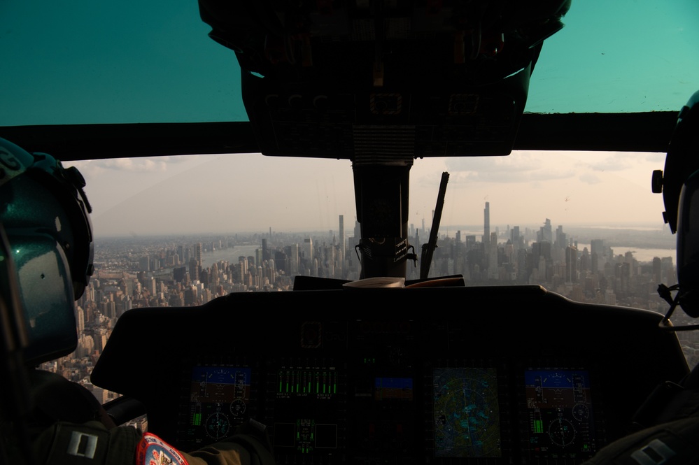 Coast Guard Air Station Atlantic City conducts port, waterways, and coast security patrol flight over New York City