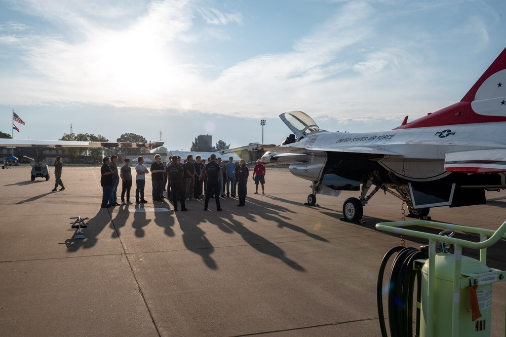 Students get to &quot;pet a jet&quot; with the U.S. Air Force Thunderbirds