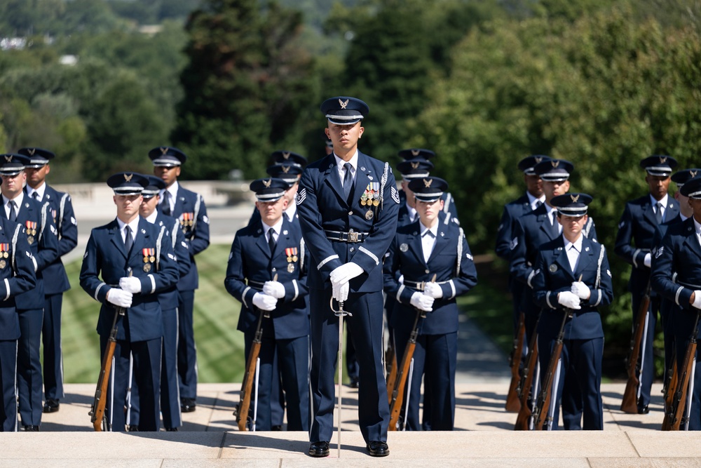 Chief of the Royal Malaysian Air Force Gen. Tan Sri Dato’ Sri Mohd Asghar Khan bin Goriman Khan Participates in an Air Force Full Honors Wreath-Laying Ceremony at the Tomb of the Unknown Soldier