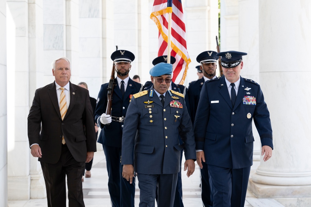 Chief of the Royal Malaysian Air Force Gen. Tan Sri Dato’ Sri Mohd Asghar Khan bin Goriman Khan Participates in an Air Force Full Honors Wreath-Laying Ceremony at the Tomb of the Unknown Soldier