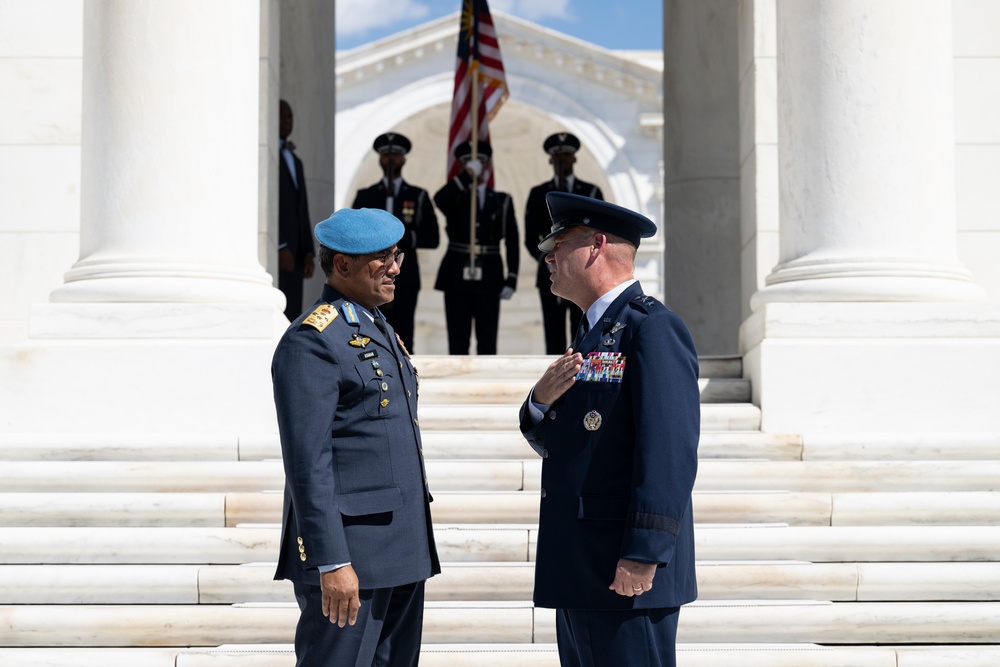 Chief of the Royal Malaysian Air Force Gen. Tan Sri Dato’ Sri Mohd Asghar Khan bin Goriman Khan Participates in an Air Force Full Honors Wreath-Laying Ceremony at the Tomb of the Unknown Soldier