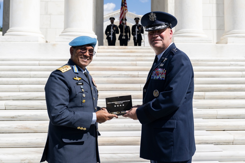 Chief of the Royal Malaysian Air Force Gen. Tan Sri Dato’ Sri Mohd Asghar Khan bin Goriman Khan Participates in an Air Force Full Honors Wreath-Laying Ceremony at the Tomb of the Unknown Soldier