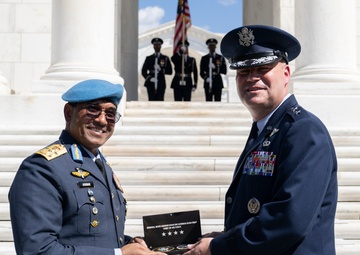 Chief of the Royal Malaysian Air Force Gen. Tan Sri Dato’ Sri Mohd Asghar Khan bin Goriman Khan Participates in an Air Force Full Honors Wreath-Laying Ceremony at the Tomb of the Unknown Soldier
