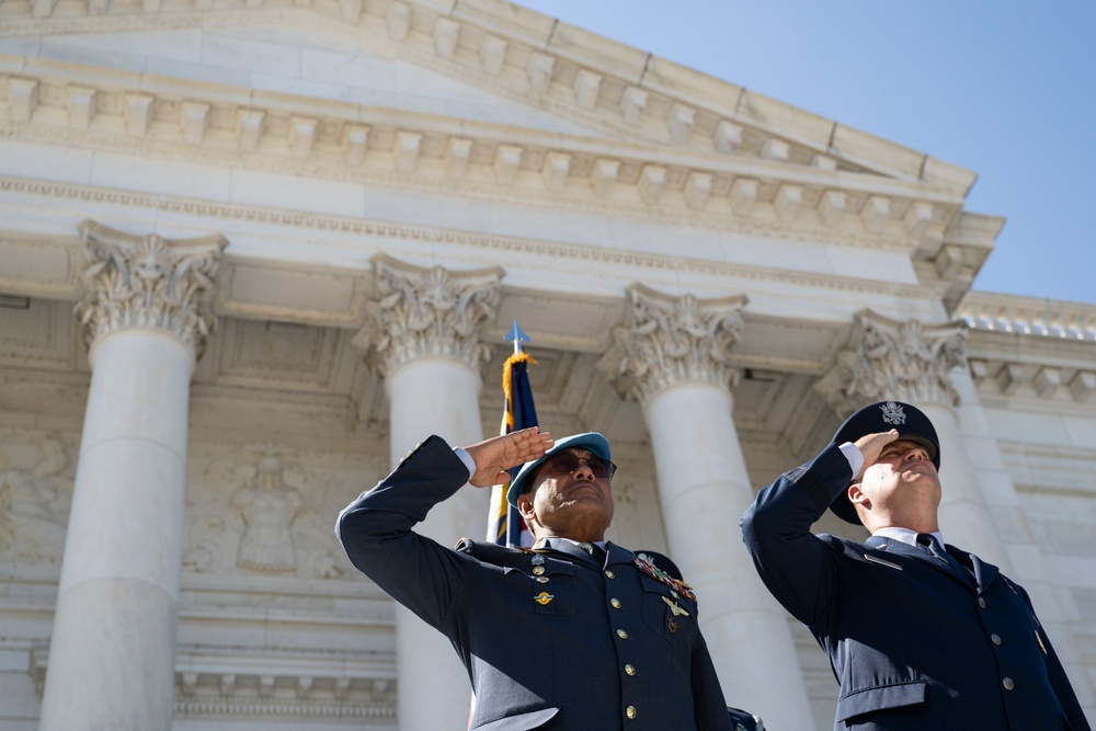 Chief of the Royal Malaysian Air Force Gen. Tan Sri Dato’ Sri Mohd Asghar Khan bin Goriman Khan Participates in an Air Force Full Honors Wreath-Laying Ceremony at the Tomb of the Unknown Soldier