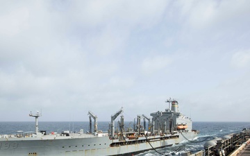 Abraham Lincoln conducts a replenishment-at-sea with USNS Big Horn