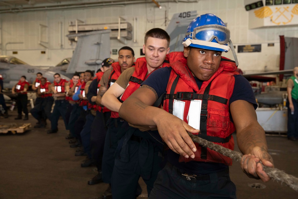 Abraham Lincoln conducts a replenishment-at-sea with USNS Big Horn