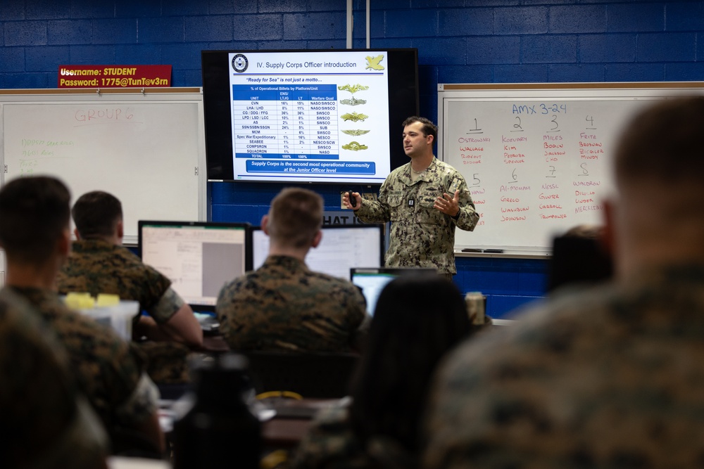 U.S. Navy Supply Officer speaks at Ground Supply School
