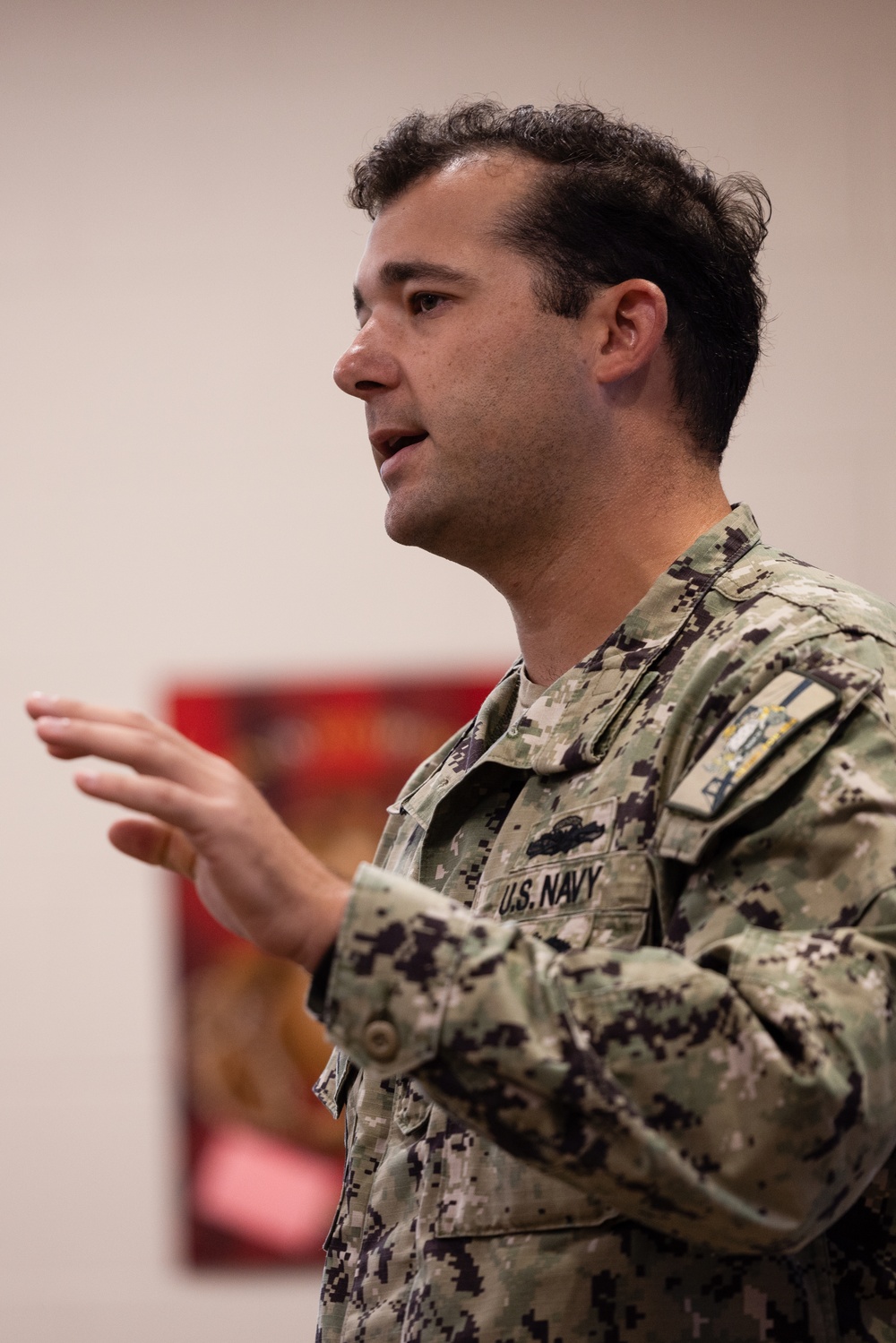 U.S. Navy Supply Officer speaks at Ground Supply School