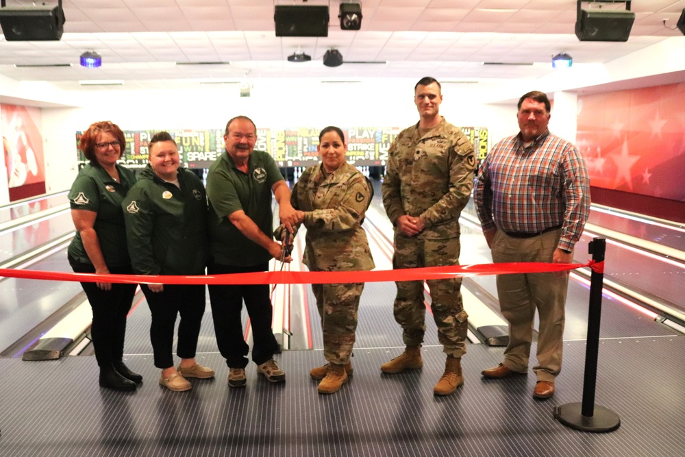 Official ribbon-cutting held to open New Edge String Pinspotter Bowling System at Fort McCoy