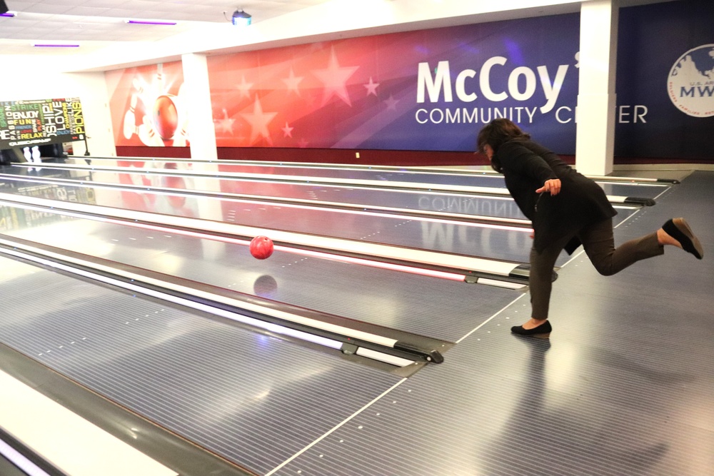 Official ribbon-cutting held to open New Edge String Pinspotter Bowling System at Fort McCoy