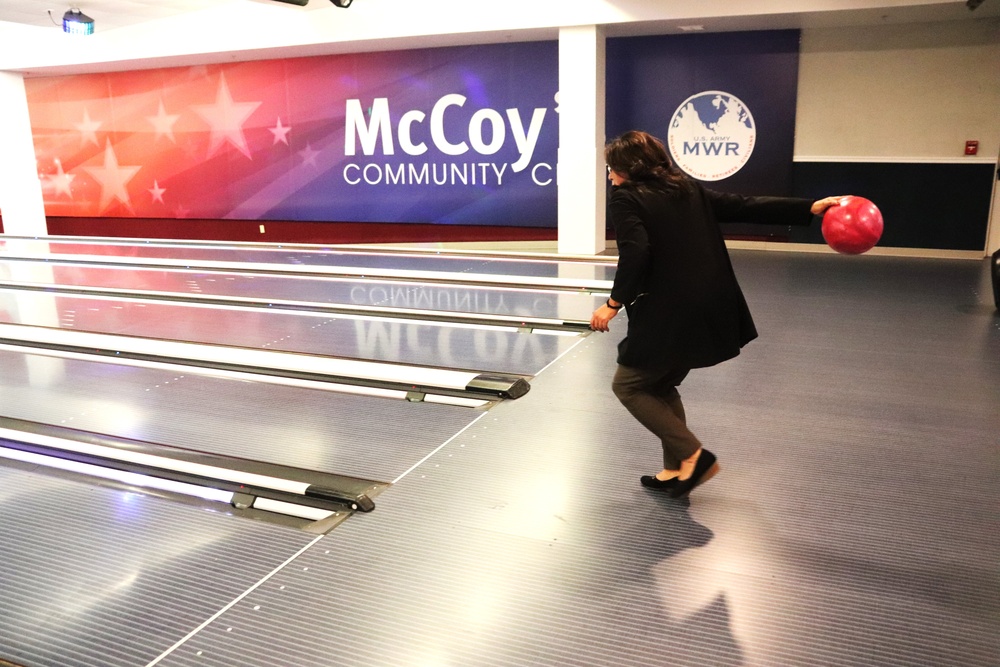 Official ribbon-cutting held to open New Edge String Pinspotter Bowling System at Fort McCoy