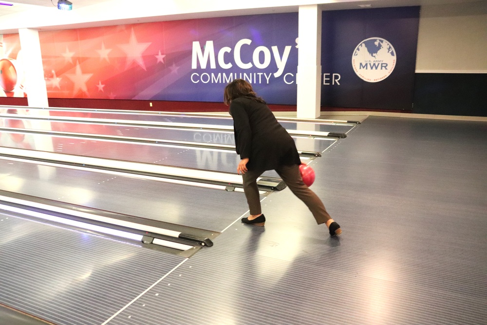 Official ribbon-cutting held to open New Edge String Pinspotter Bowling System at Fort McCoy