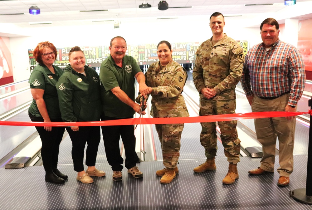 Official ribbon-cutting held to open New Edge String Pinspotter Bowling System at Fort McCoy