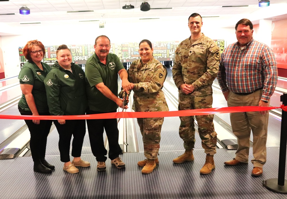 Official ribbon-cutting held to open New Edge String Pinspotter Bowling System at Fort McCoy