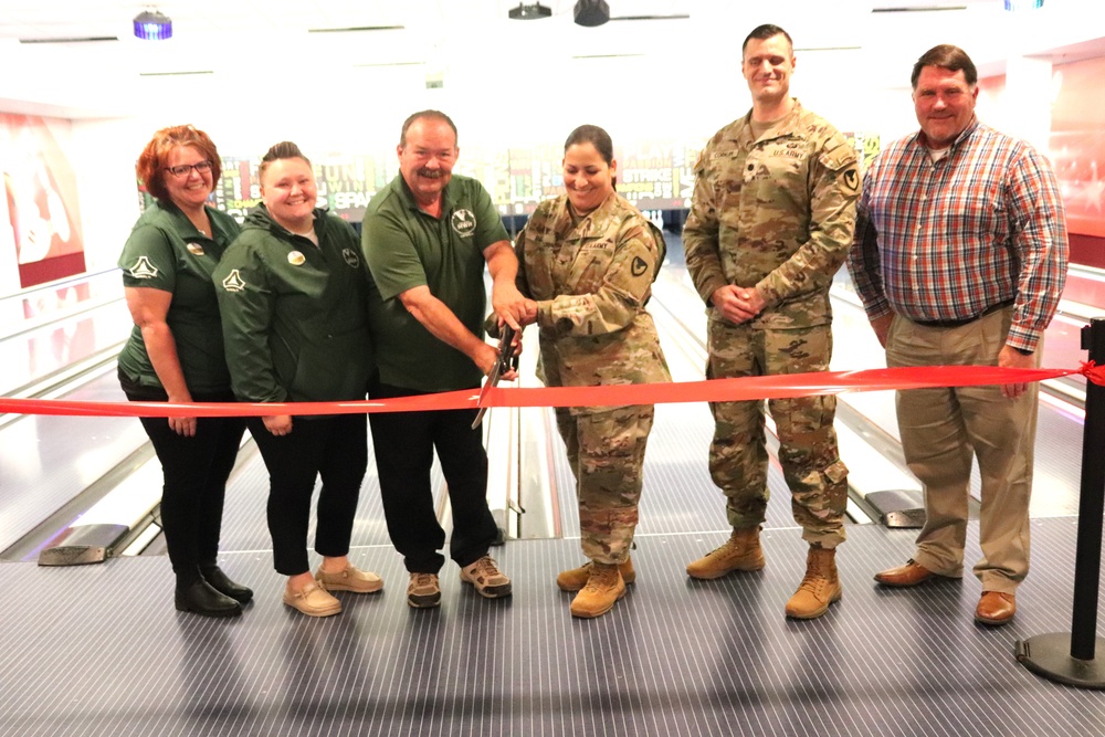 Official ribbon-cutting held to open New Edge String Pinspotter Bowling System at Fort McCoy