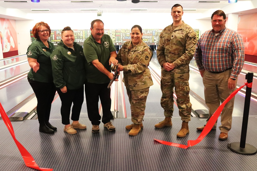 Official ribbon-cutting held to open New Edge String Pinspotter Bowling System at Fort McCoy