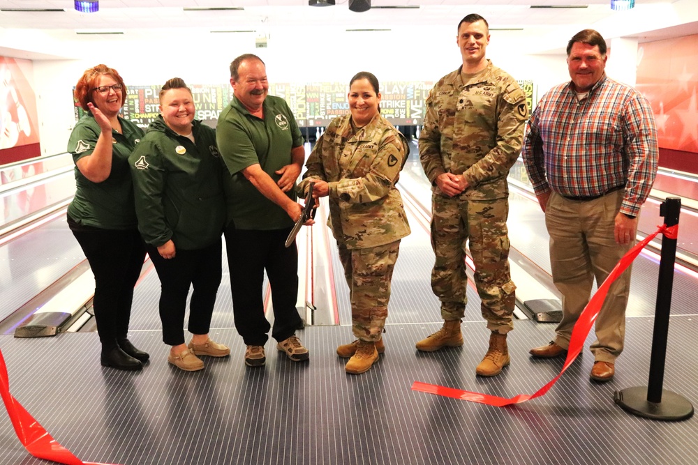 Official ribbon-cutting held to open New Edge String Pinspotter Bowling System at Fort McCoy