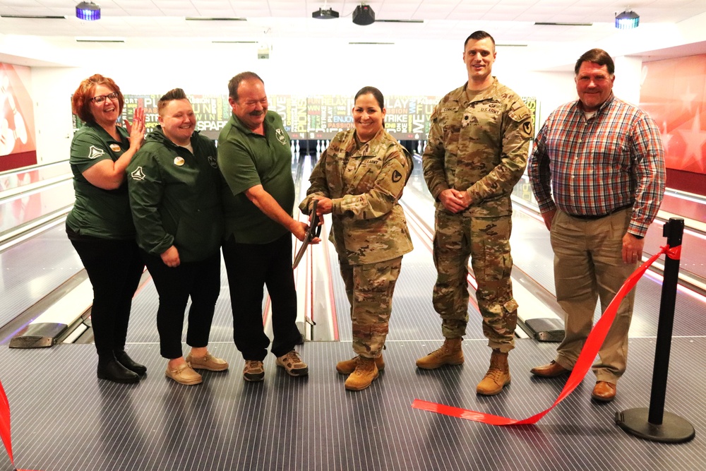 Official ribbon-cutting held to open New Edge String Pinspotter Bowling System at Fort McCoy