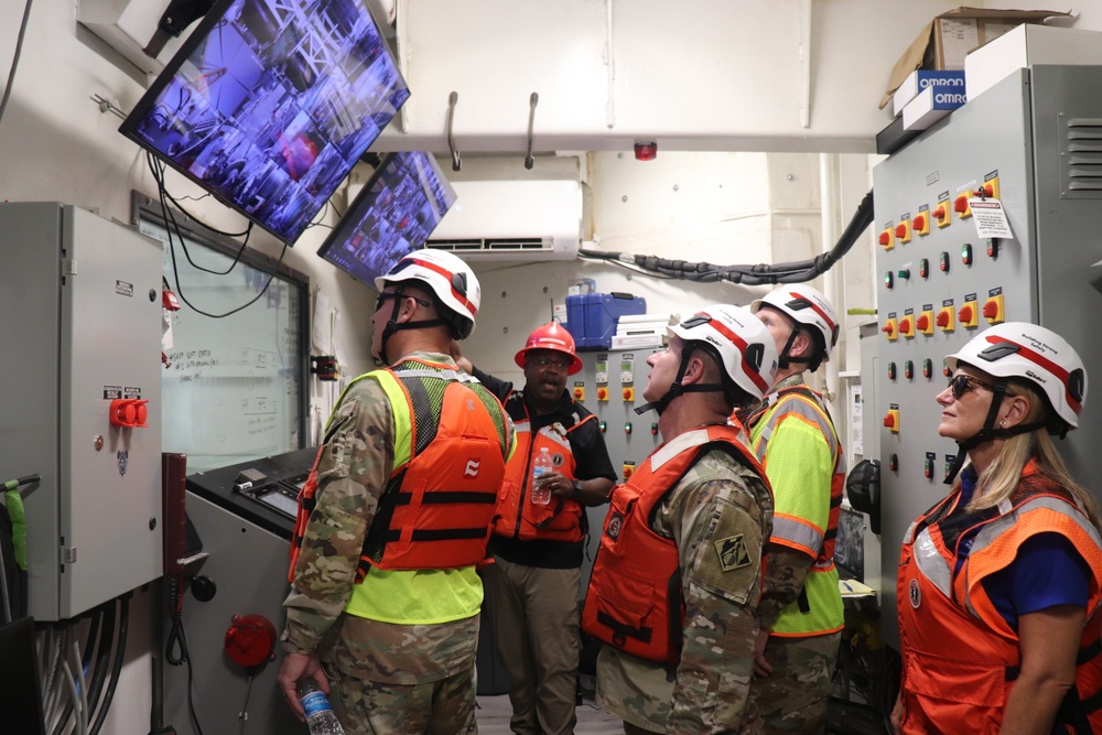 Brig. Gen. Daniel Hibner, commander of the USACE South Atlantic Division, onboard the DV Avalon dredging vessel