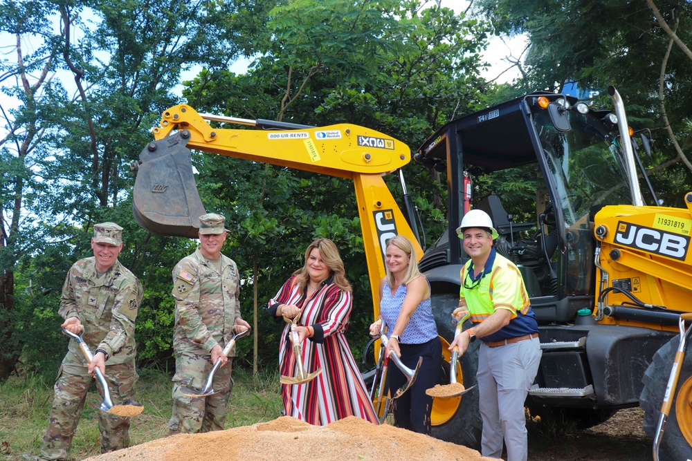 Brigadier General Daniel Hibner, U.S. Army Corps of Engineers South Atlantic Division Commander, participates in a Groundbreaking Ceremony in Puerto Rico