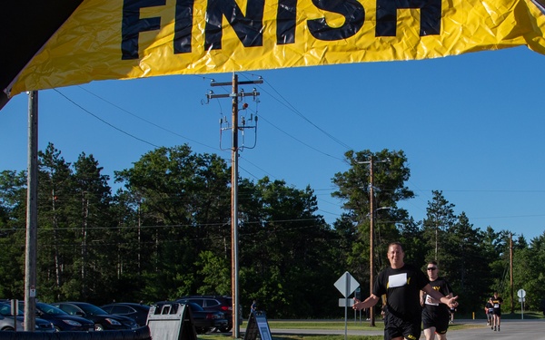 Soldier Crosses Finish Line at Army Birthday Run