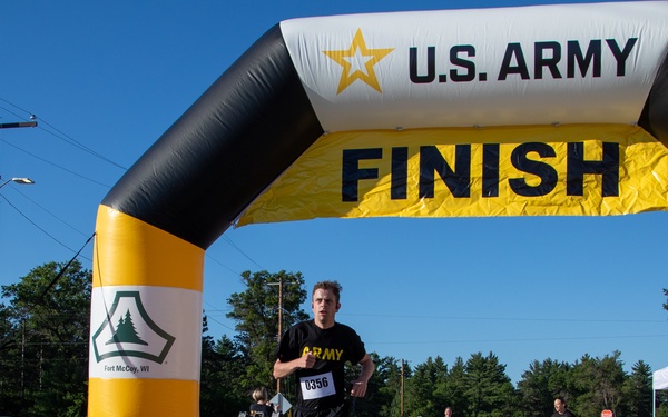 Soldier Crosses Finish Line at Army Birthday Run