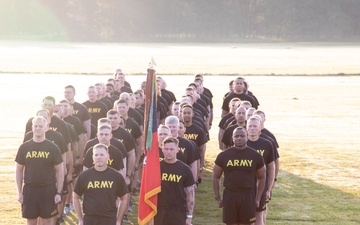 Eagle Brigade Gets into Formation prior to Post Run