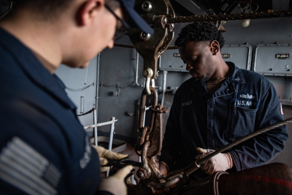 Nimitz Sailors Conduct Maintenance on Refueling Equipment