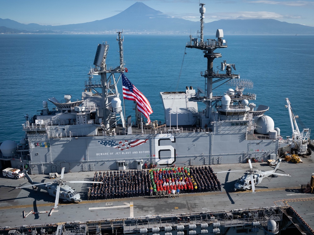 USS America (LHA 6) Conducts Group Photo