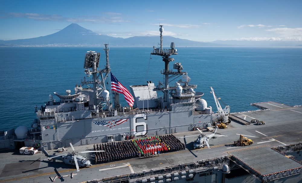 USS America (LHA 6) Conducts Group Photo