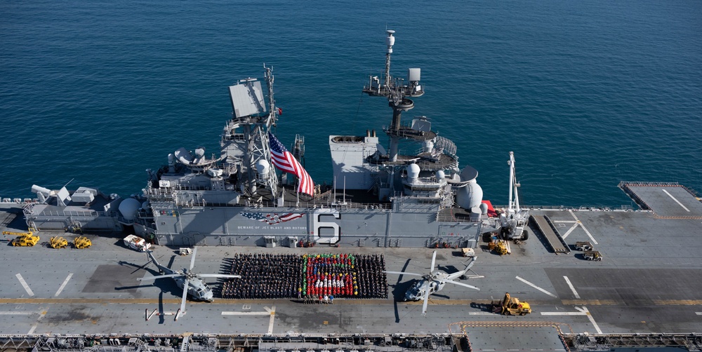 USS America (LHA 6) Conducts Group Photo