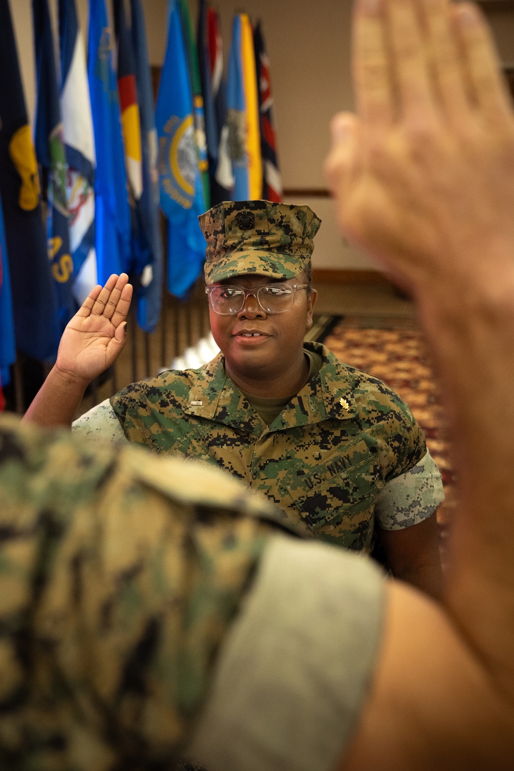 Gunnery Sgt. Yvonise Youngblood commissions to the U.S. Navy