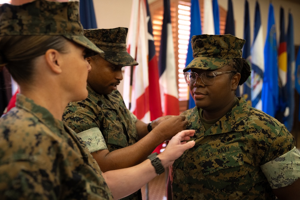 Gunnery Sgt. Yvonise Youngblood commission to the U.S. Navy