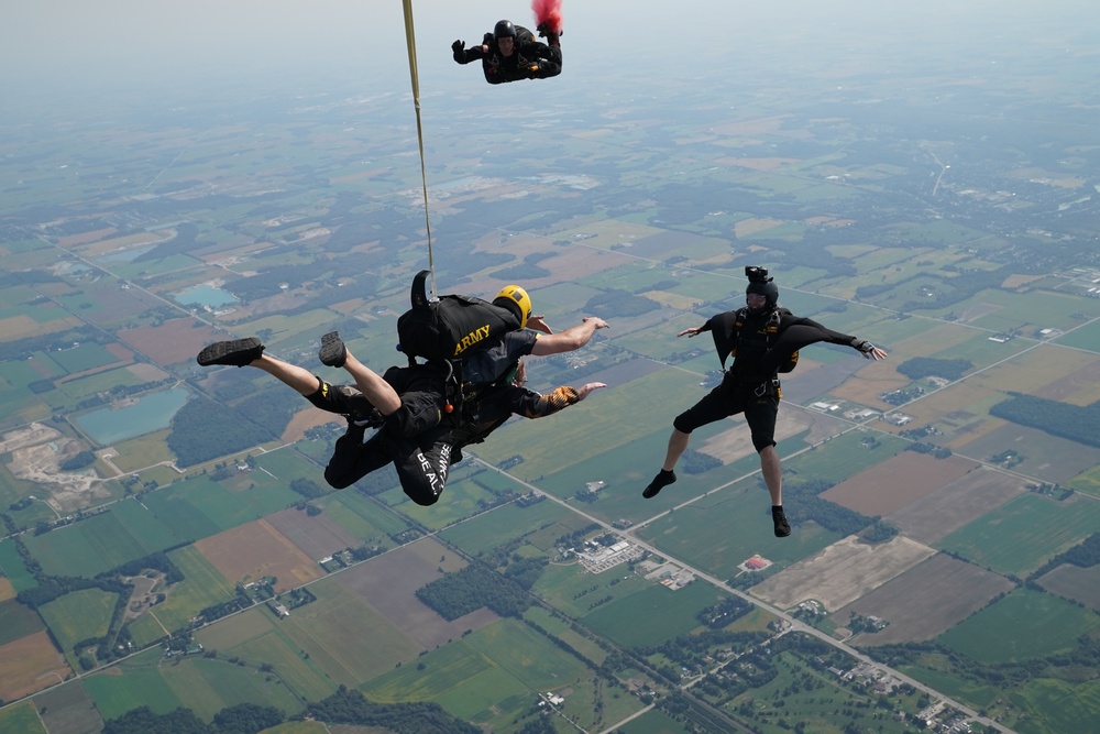 Army Golden Knights fly at Airshow London to celebrate 100 years of Royal Canadian Air Force