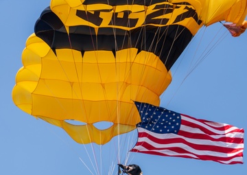Army Golden Knights fly at Airshow London to celebrate 100 years of Royal Canadian Air Force