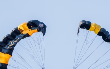 Army Golden Knights fly at Airshow London to celebrate 100 years of Royal Canadian Air Force